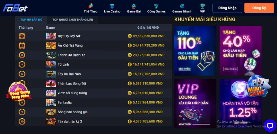 Tỷ lệ RTP cao tại 888vnd casino